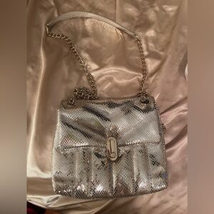 Silver, snakeskin style chain purse from Ted Baker. Fits iPhone, wallet, keys.